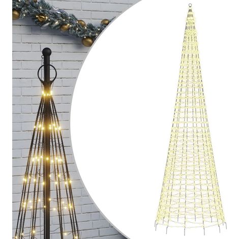 vidaXL LED-Weihnachtsbaum auf Fahnenmast, 1534 warmweiße LEDs, 500 cm