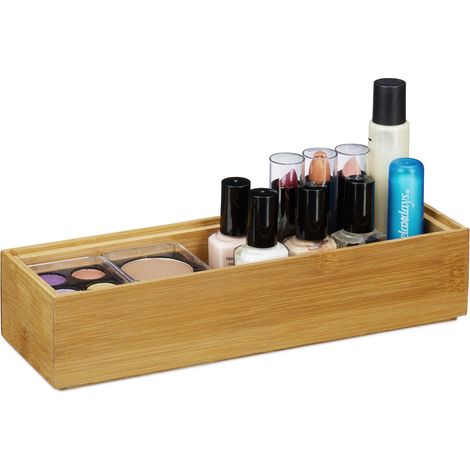 Boîte de Rangement en Bambou, empilable, Apparence Naturelle, Caisse de Cuisine, HxLxP: 5 x 23 x 7,5 cm (1/5)