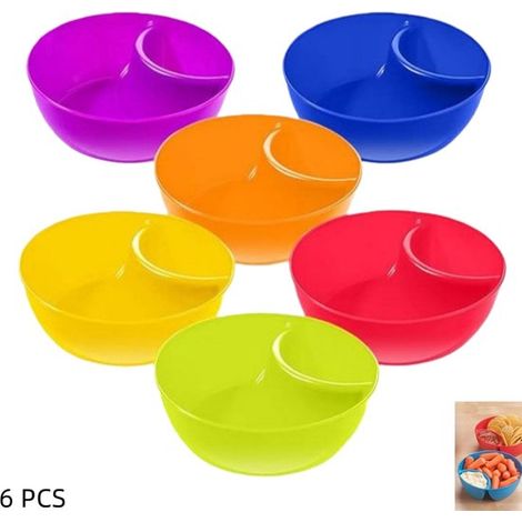 Confezione da 6 pezzi - 15×15×5 cm Ciotole per colazione, patatine e salse con divisori in 6 colori (1/5)