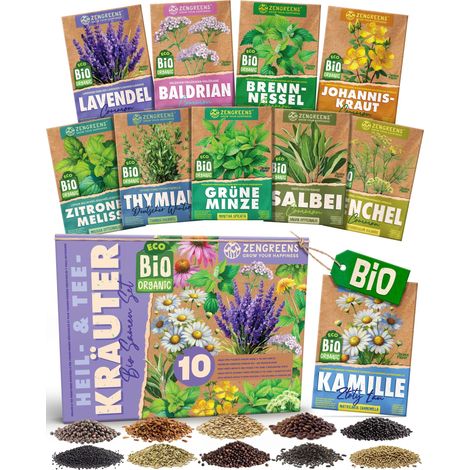 Bio Teekräutersamen Set 10 Sorten samenfestes Saatgut ZenGreens