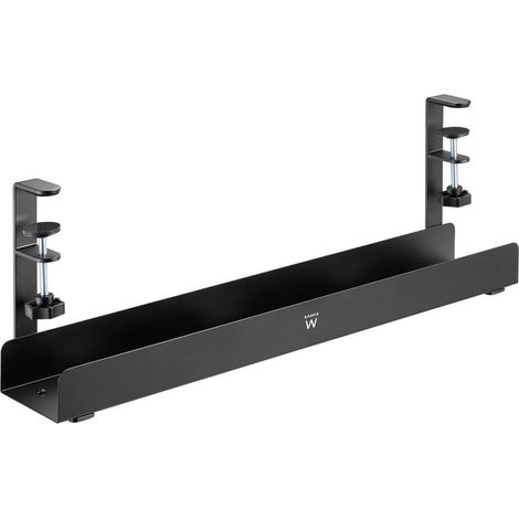 Ewent Vassoio per la Gestione e Nascondi Cavi Sotto la Scrivania, Supporto a Morsetto per Gestione di Cavi e Multi prese Sotto la Scrivania,Organizzatore di Cavi in Metallo Nero,Vassoio 60x10,5x20,7cm