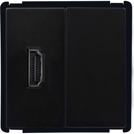 Presa HDMI + Coperchio Cieco Modern Nero (1/2)