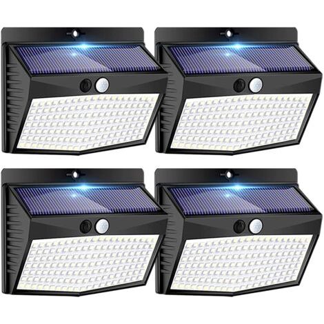 Solar-Außenleuchten, [138 LEDs/4er-Pack] Solar-Sicherheitsleuchten mit Bewegungsmelder und 3 Beleuchtungsmodi, wasserdichte Solar-Wandleuchten für Garten, Zaun, Terrasse oder Garage