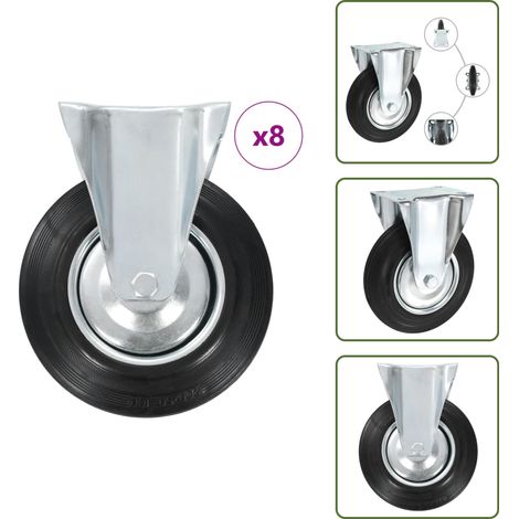 8 pcs Roulettes fixes 200 mm - Roulettes Fixes - Roulettes Industrielles - Roues Fixes - Chariots Industriels - Manutention De Matériel (1/5)