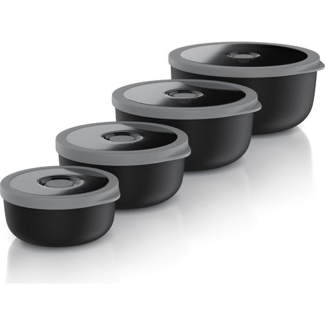 Lot de 4 boîtes de conservation avec couvercle - Saladier - Bol mélangeur - Set de bols en différentes tailles - Convient pour un usage alimentaire - Passe au lave-vaisselle et au micro-ondes (1/5)