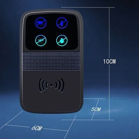 Ultraschall-Mäuseabwehrgerät, intelligente elektronische Mausefalle, 360°-Abdeckung, LED-Anzeige, multifunktionales Mäuseabwehrgerät, geeignet für Haus/Garage/Lager, (schwarz) CREA (1/4)