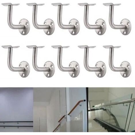 10 x Support Mural pour Rampe Escalier acier inoxydable Soutien Main Courante