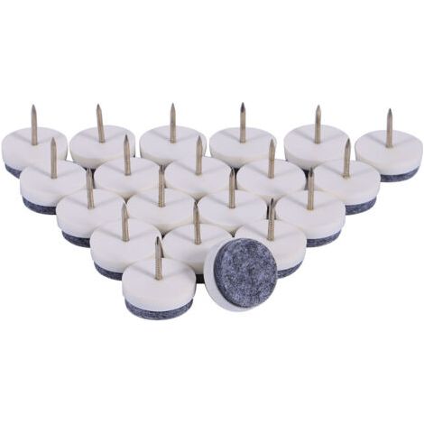 DEESSE SHOP-20Pcs 20mm Patins de Meubles en Plastique ABS, Protecteur de Jambe de Table de Chaise, Pas de Bruit, Patin à Ongles en Feutre de Sol de Meubles Antidérapant pour Éviter Les (Blanc) (1/5)