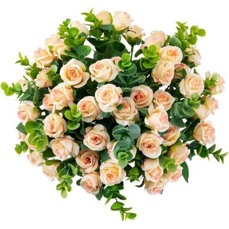 Lot de 3Fleurs Artificielles Fausses Roses en Soie pour DéCoration Bouquet de Fleurs Artificielles pour Bricolage Vase Maison FêTe (1/4)