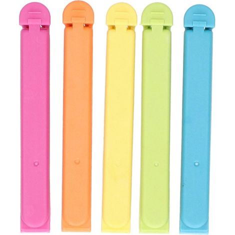 Ensemble de 10 pinces de serrage colorées en plastique de 11 cm pour la conservation des aliments. (1/3)
