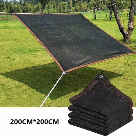 Schwarz Schattennetz, Quadrat Schattennetz, Handgefertigtes 6-Pin Schattennetz, 2M2M Schwarz