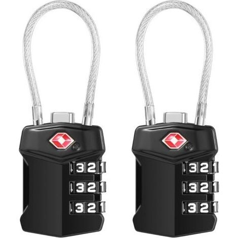 Cadenas Valise 2 Pack, Cadenas Valise Avion Serrures à Bagages à Combinaison 3 Chiffres Cadenas Voyage pour Extérieur Voyage Bagage Camping Casier (1/5)