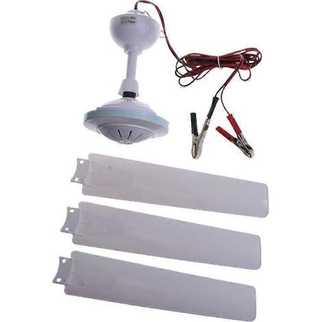 Ventilateur de plafond silencieux à 3 pales en plastique DC12V pour tente de camping (1/5)