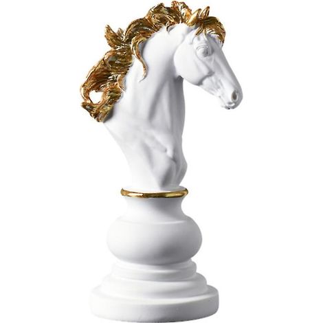 Sculpture en résine blanche de luxe représentant un jeu d'échecs international, ornement décoratif pour la maison (1/4)