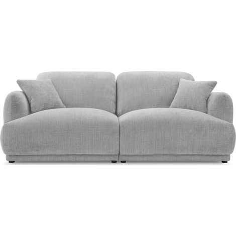 ROSALIE - Canapé droit tissu chenille 2 places Gris clair (1/5)