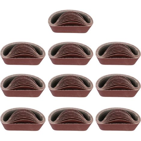Bandes abrasives 100 x 915 mm, bandes de grains 80/120/150/240/400 pour ponceuse à bande, pour le ponçage, le limage, l'affûtage et le détartrage (10 pièces) (1/5)