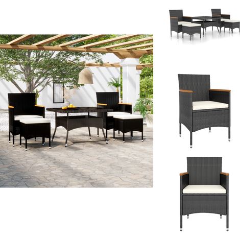 Ensemble à Manger de jardin 9pcs résine tressée et verre trempé - Meubles De Jardin - Salon De Jardin - Set De Jardin - Mobilier Extérieur - Table De Jardin (1/5)
