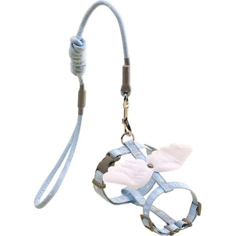 Juego de cuerda ajustable para gatos con degradado de color, Correa pectoral funcional, (con alas) Azul cielo (Talla M 1,5 m), Juego de 1 pieza (1/5)