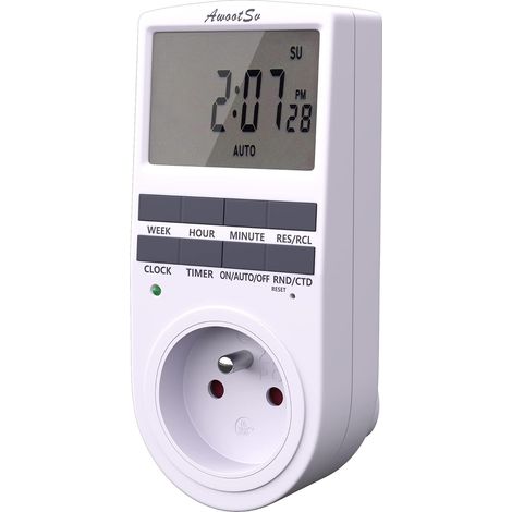 Programmateur Prise Électrique et Digitale, avec LCD écran avec Compte à rebours Minuterie Numérique Journalier/Hebdomadaire Programmateur Prise 18 Programmes (1 Pack) (1/5)