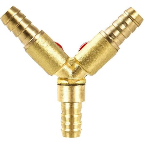 Y Connecteur de tuyau 3 voies séparateur, alliage de laiton et de zinc, 10 mm valve à bille pour eau, huile et gaz pour arrosage de jardin(1 pièce) (1/4)