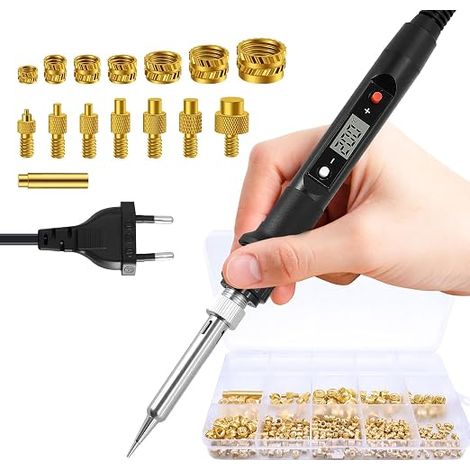 Soldering Iron Kit, Threaded Inserts with LED Display, Temperature, Threaded Inserts and M2 M3 M4 M5 M6 M8 Fuse Nuts 3D Printer Accessories (1/5)