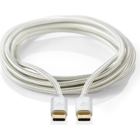 nedis CCTB60800AL10 cable USB C plata 1 metro