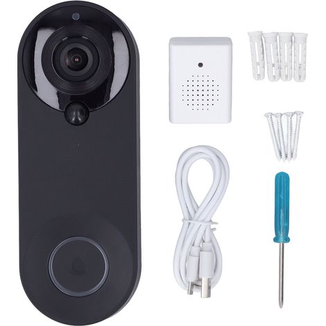 Sonnette vidéo sans fil HD 1080P WiFi, caméra de sécurité intelligente pour maison, audio bidirectionnel, détection humaine PIR, compatible Tuya. (1/5)