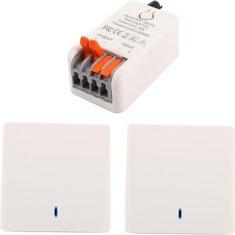 Interrupteur Sans Fil 12V 16A, RF 433MHz Panneau mural va et vient sans fil  5V-48V télécommande interrupteur sans fil Panneau mural pour va-et-vient sans fil et commande d’éclairage à distance (1/5)