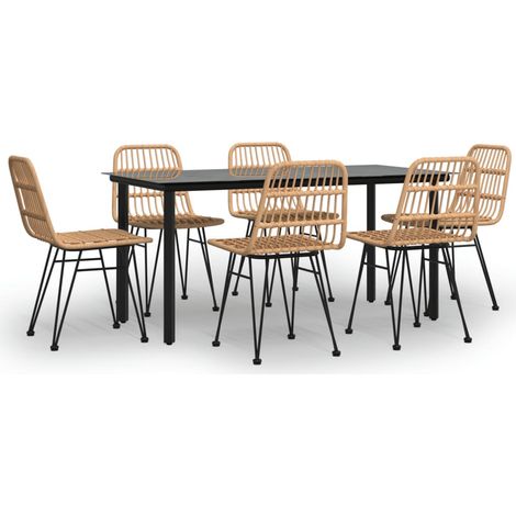 Ensemble à manger de jardin 7 pcs Mobilier de jardin Résine tressée (1/5)