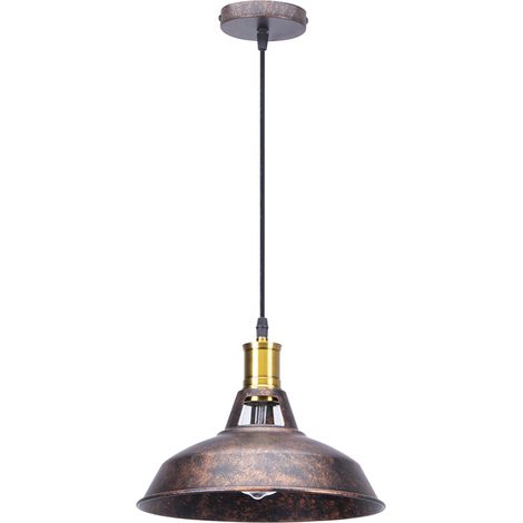 Pendant Ligh Retro Metal Hanging Ceiling Light Adjustable Height for Living Room Restaurant Porch Ø 27cm Rust