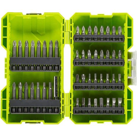 RYOBI Coffret antichocs empilable 48 embouts de vissage mixtes - porte-embouts RAK48SSD (1/2)
