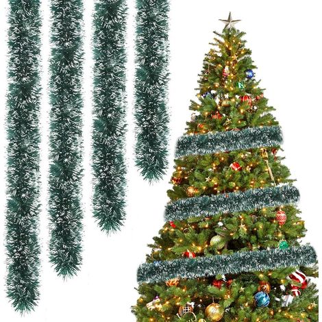 Weihnachtsgirlande 10m Grün mit Schneespitzen für Deko & Anlässe