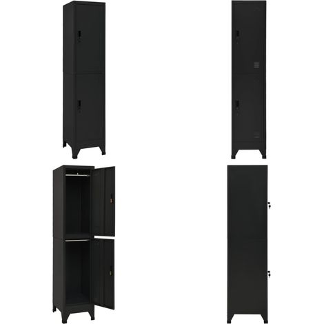 Schließfachschrank Schwarz 38x45x180 cm Stahl - Schliessfachschrank - Metallschrank - Garderobe - Bürobedarf - Lagerraum - Home & Living