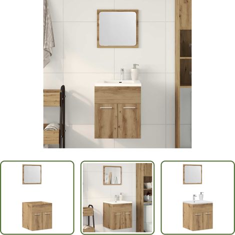 vidaXL Meubles de bain - Ensemble de meubles salle de bain 2 pcs bois d'ingénierie (1/5)