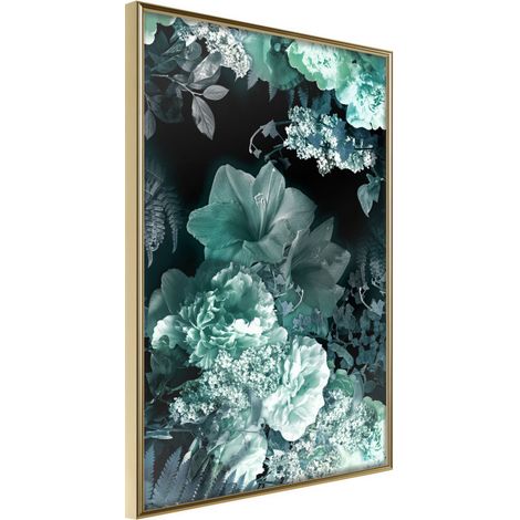 Affiche Murale Encadrée "Frosty Bouquet" 21 x 30 cm Or