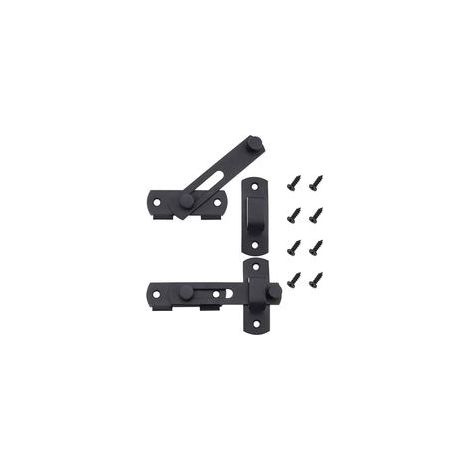 Lot de 2 Verrou de Porte Coulissante en Acier Inoxydable Serrure de Porte à Loquet à Bascule Portail Noir Mat pour Les Portes Les Fenêtres Les Jardins - avec Les Vis de Montage (1/5)