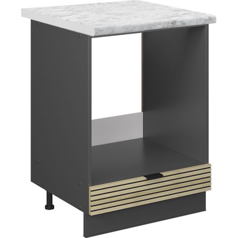 Herdumbauschrank Fame-Line, Eiche Paneel, 60 cm , AP Marmor, Vicco