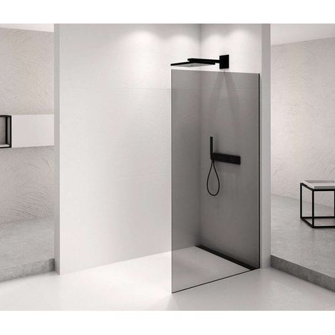 Polysan Architex - Duschwand Walk-In, 76x210 cm, mattschwarz/Rauchglas AXB80SC (1/2)