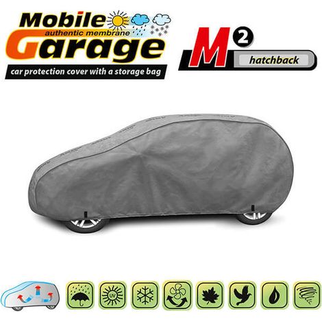 Hochwertige Abdeckung Kegel-Serie „Mobile Garage“, Größe M1 für Hatchback, 380–405 cm x 126–136 cm, grau