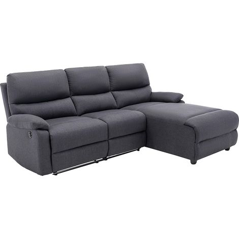 Divano angolare relax elettrico in Tessuto Antracite - Angolo a destra - LUNANO (1/4)