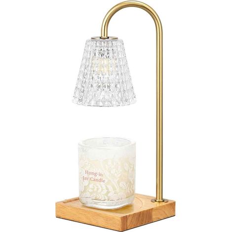 Lampe à bougie d'aromathérapie-Gradation standard européenne (sans bougie)-Socle en chêne avec verre (1/5)