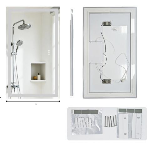 Miroir de salle de bain, haut-parleurs Bluetooth, éclairage dimmable, 120X70CM (1/2)