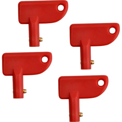 Batterietrennschalterschlüssel – 4er-Pack – Kunststoff und Messing – Auto, Boot, Wohnwagen – 48 x 43 mm, Rot (1/5)