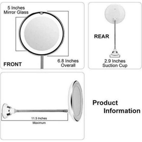 360 Degree Rotation 10X Magnifying Makeup Mirror My Flexible Mirror Folding Vanity Mirror with LED Light Makeup Tools (1/4)