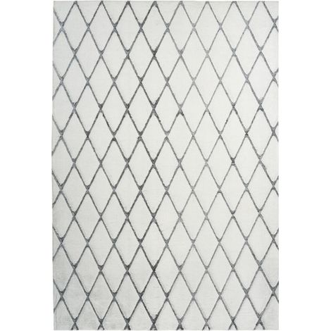 Tapis Shaggy Géométrique "Vivica" Blanc & Anthracite 160 x 230 cm (1/4)