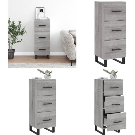 Sideboard Grau Sonoma 34,5x34x90 cm Holzwerkstoff - Holzwerkstoff - Metallbeine (1/5)