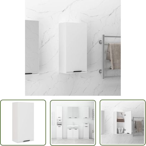 The Living Store Armoire de salle de bain murale Blanc 32x20x67 cm - Armoire De Salle De Bain - Meuble De Salle De Bain - Armoire Murale - Rangement Salle De Bain - Meuble Suspendu (1/5)