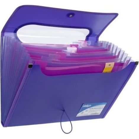 Carpeta A4 con 12 separadores en V, color morado strigo
