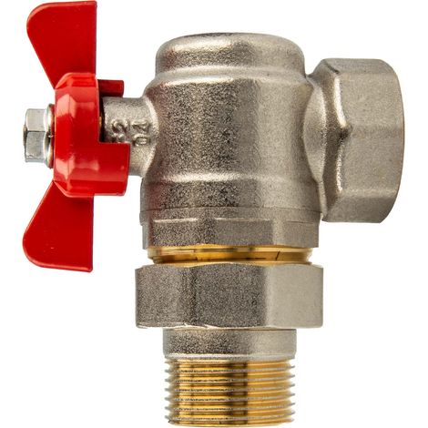 tecuro Winkel Kugelhahn mit Verschraubung G 3/4 Zoll x Innengewinde Rp 3/4 Zoll, Messing vernickelt (1/5)