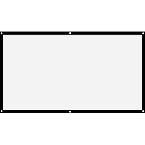 Rideau de projection portable épais en polyester blanc doux et infroissable 16:9 (84 pouces) (1/5)